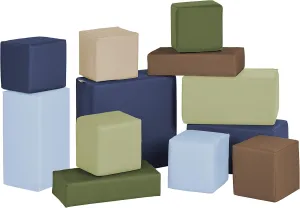 Blocks, Soft Play Set for Toddlers and Kids (12-Piece cling ash Set) - Earthtone Factory Direct Partners 10417-ET SoftScape Stack-a-Block Big Foam Construction Building 