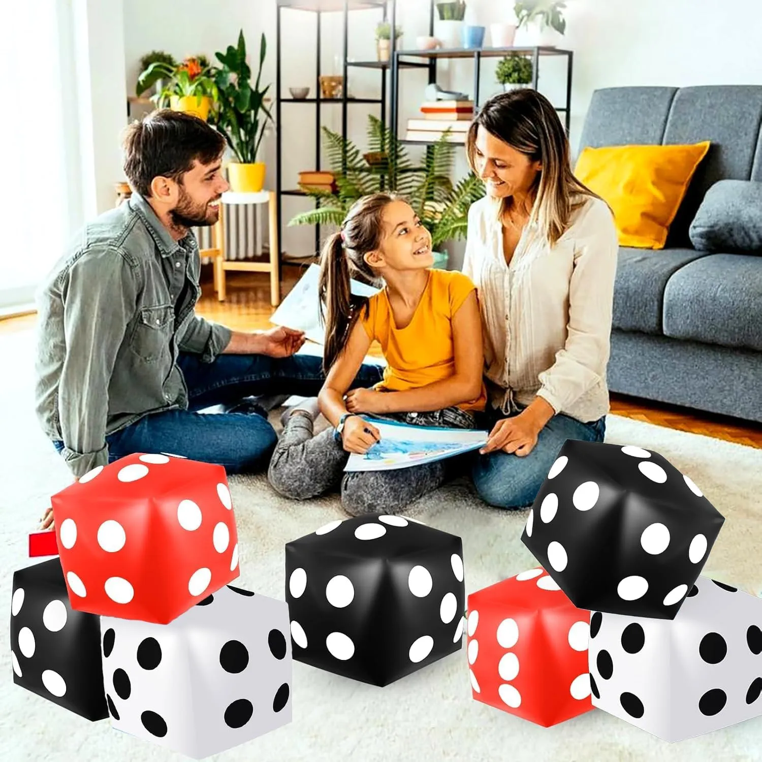 Board Game (White, Black, Red) 3 Pieces Jumbo Inflatable Dice 19.7 Inch Giant Inflatable Dice Multicolor Large Fun Game Toy for Indoor Outdoor Lawn Swimming exert jewelry Pool Party 