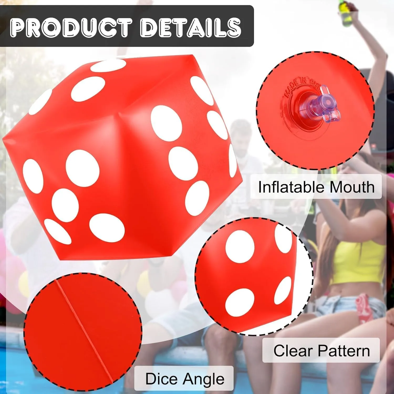 Board Game (White, Black, Red) 3 Pieces Jumbo Inflatable Dice 19.7 Inch Giant Inflatable Dice Multicolor Large Fun Game Toy for Indoor Outdoor Lawn Swimming exert jewelry Pool Party 