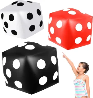 Board Game (White, Black, Red) 3 Pieces Jumbo Inflatable Dice 19.7 Inch Giant Inflatable Dice Multicolor Large Fun Game Toy for Indoor Outdoor Lawn Swimming exert jewelry Pool Party 