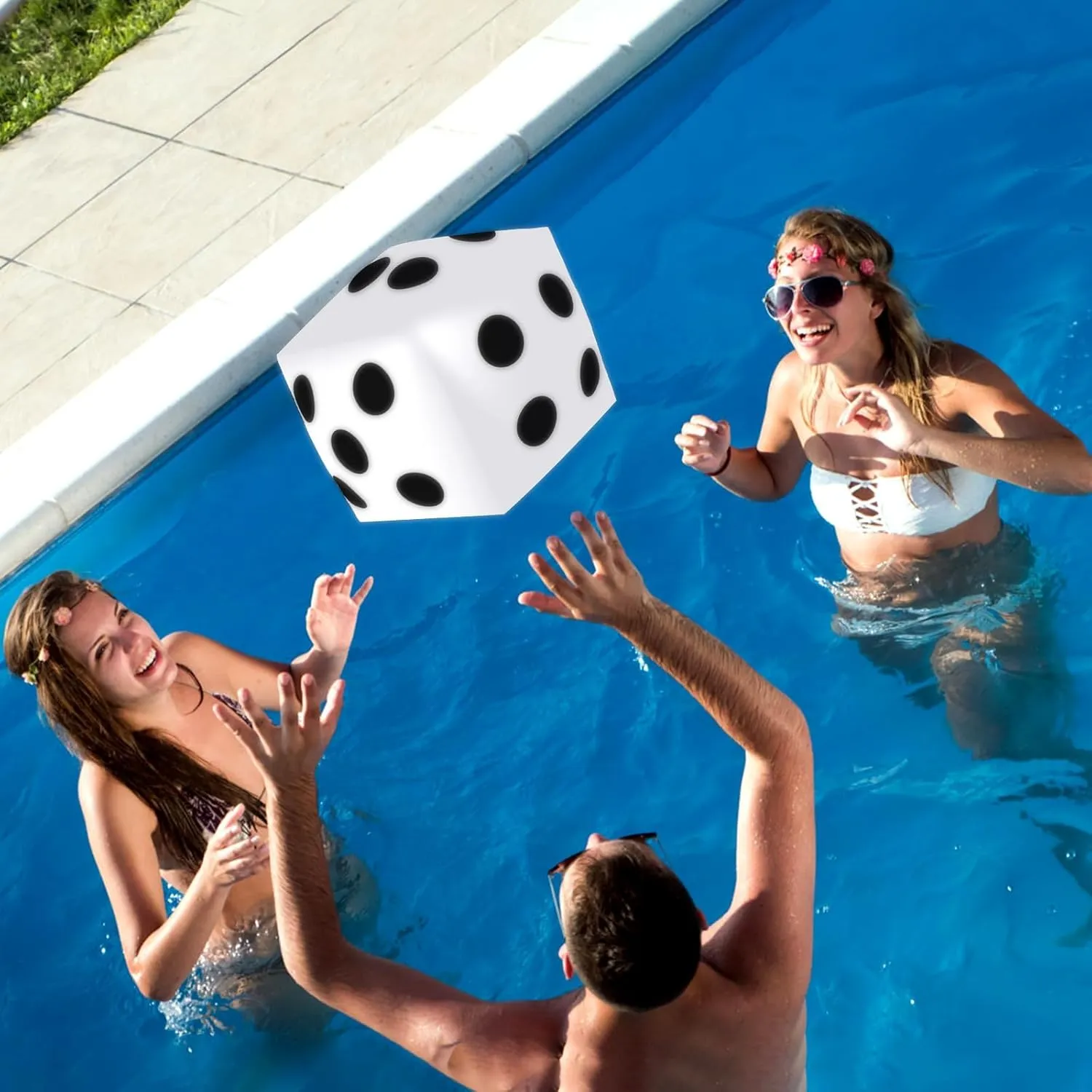 Board Game (White, Black, Red) 3 Pieces Jumbo Inflatable Dice 19.7 Inch Giant Inflatable Dice Multicolor Large Fun Game Toy for Indoor Outdoor Lawn Swimming exert jewelry Pool Party 