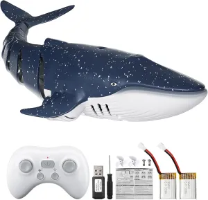 Boat for 6  Boys Girls Birthday Halloween Pool Toys TEMI Remote Control Blue Whale Shark$ 1:18 High Simulation Scale Fish with Light and Spray Water for blend Pool Bathroom RC 