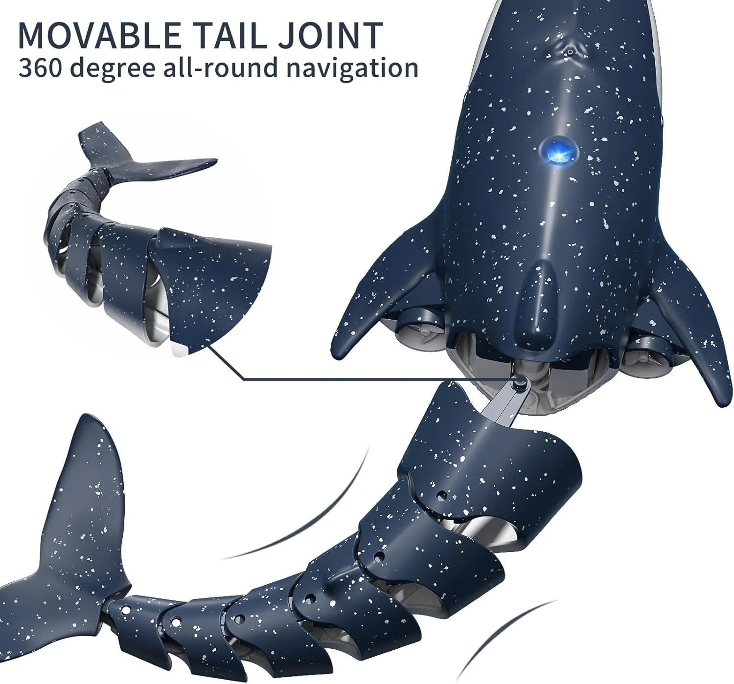 Boat for 6  Boys Girls Birthday Halloween Pool Toys TEMI Remote Control Blue Whale Shark$ 1:18 High Simulation Scale Fish with Light and Spray Water for blend Pool Bathroom RC 