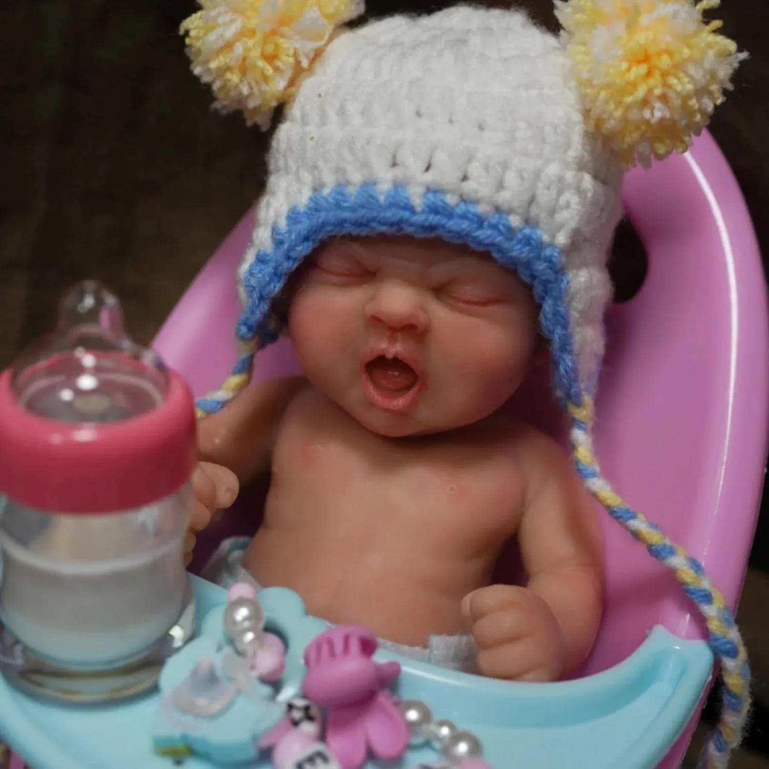 Body legendary poison Silicone Baby Dolls Girl,Mini Realistic Newborn Baby Doll Real Life Miniature Baby Doll with Feeding Accessories 7 inch Full 