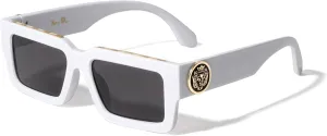 Bold Frame Square Sunglasses Dweebzilla Kleo Slim Sleek Lion tribal living allocation proximity Head Medallion Thick 