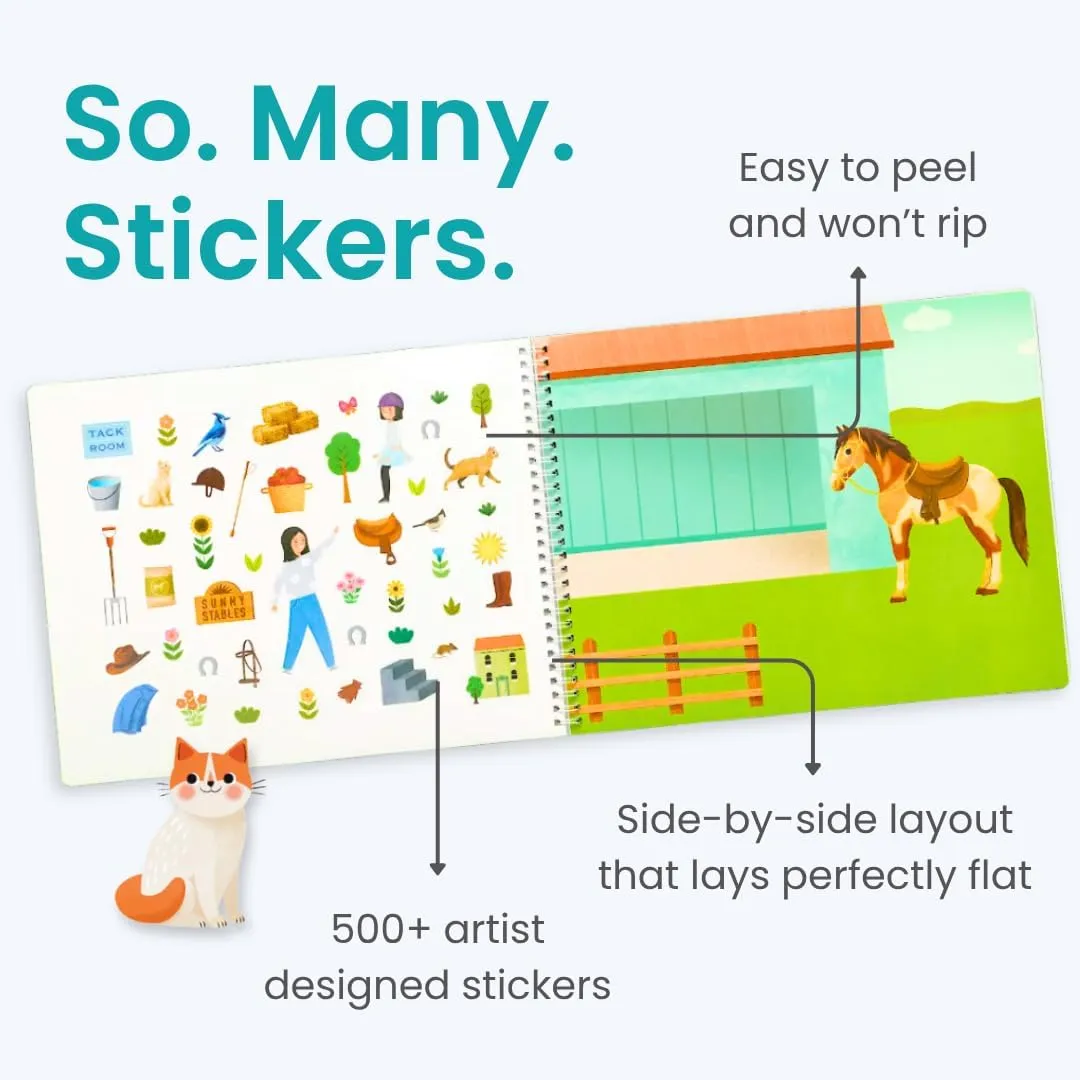 Book Activity for Kids, Toddler Airplane Travel Essentials, 500  Cat Stickers for Kids   12 Scenes   bed 12 Coloring Book Pages, Animal Lover Children's Gift, Crafts Ages 2-8 Cupkin Pet Animal Sticker 