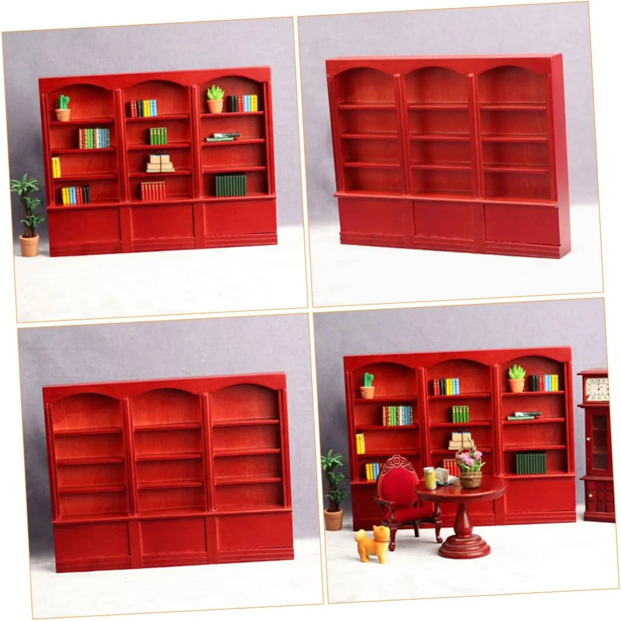 Bookcase Display Cabinet for Dollhouse Creative House Furniture blink Compact European Style Bookshelf for Decoration Finish 1pc Miniature 