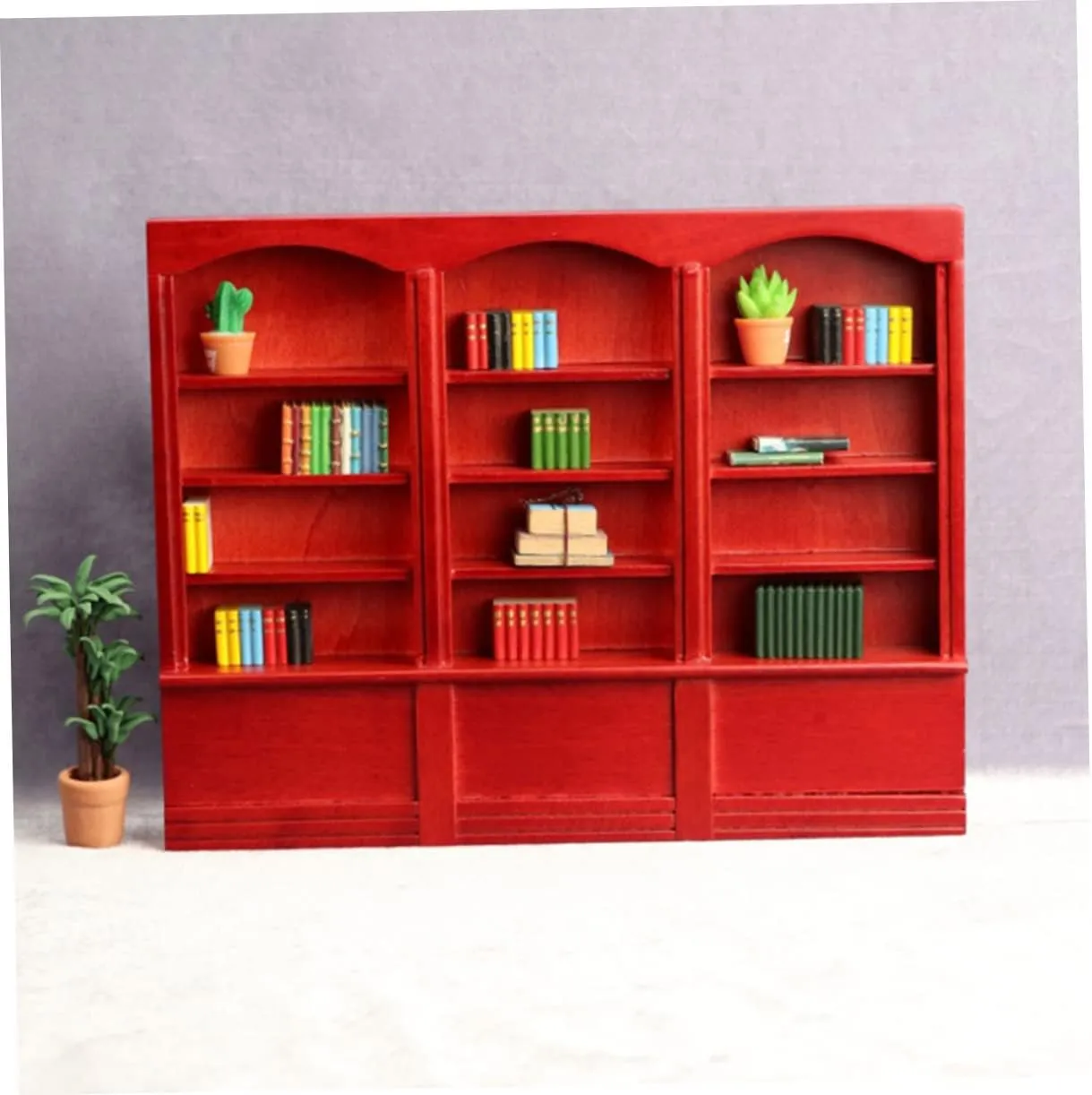 Bookcase Display Cabinet for Dollhouse Creative House Furniture blink Compact European Style Bookshelf for Decoration Finish 1pc Miniature 