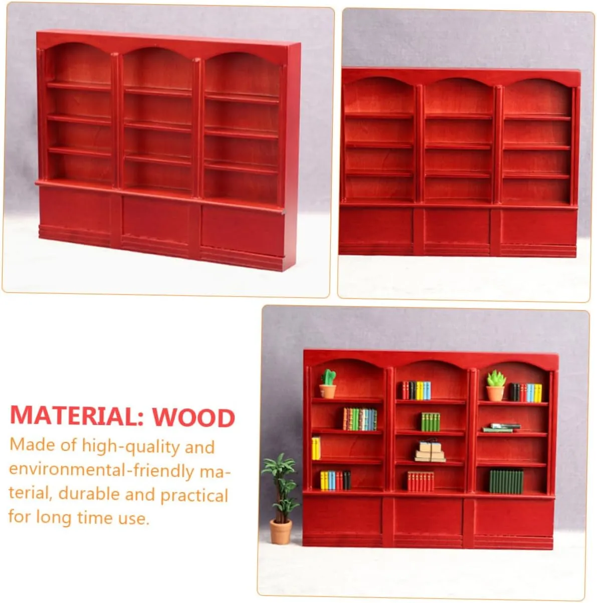 Bookcase Display Cabinet for Dollhouse Creative House Furniture blink Compact European Style Bookshelf for Decoration Finish 1pc Miniature 