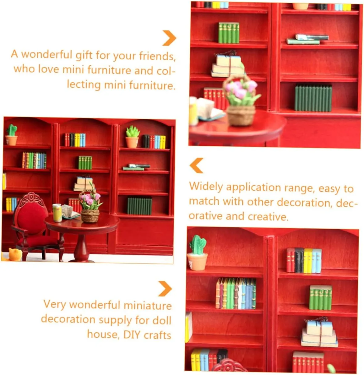 Bookcase Display Cabinet for Dollhouse Creative House Furniture blink Compact European Style Bookshelf for Decoration Finish 1pc Miniature 