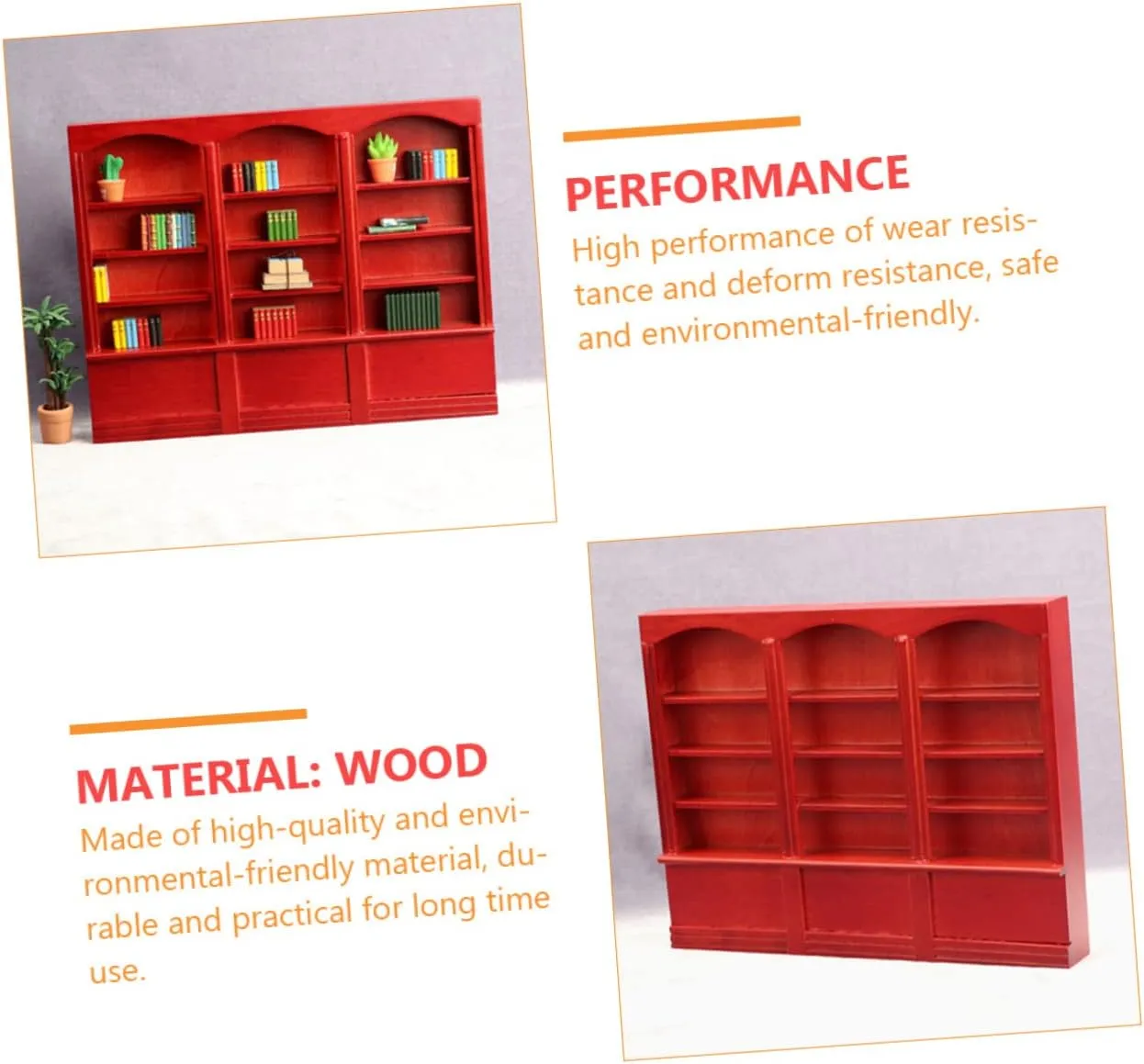 Bookcase Display Cabinet for Dollhouse Creative House Furniture blink Compact European Style Bookshelf for Decoration Finish 1pc Miniature 