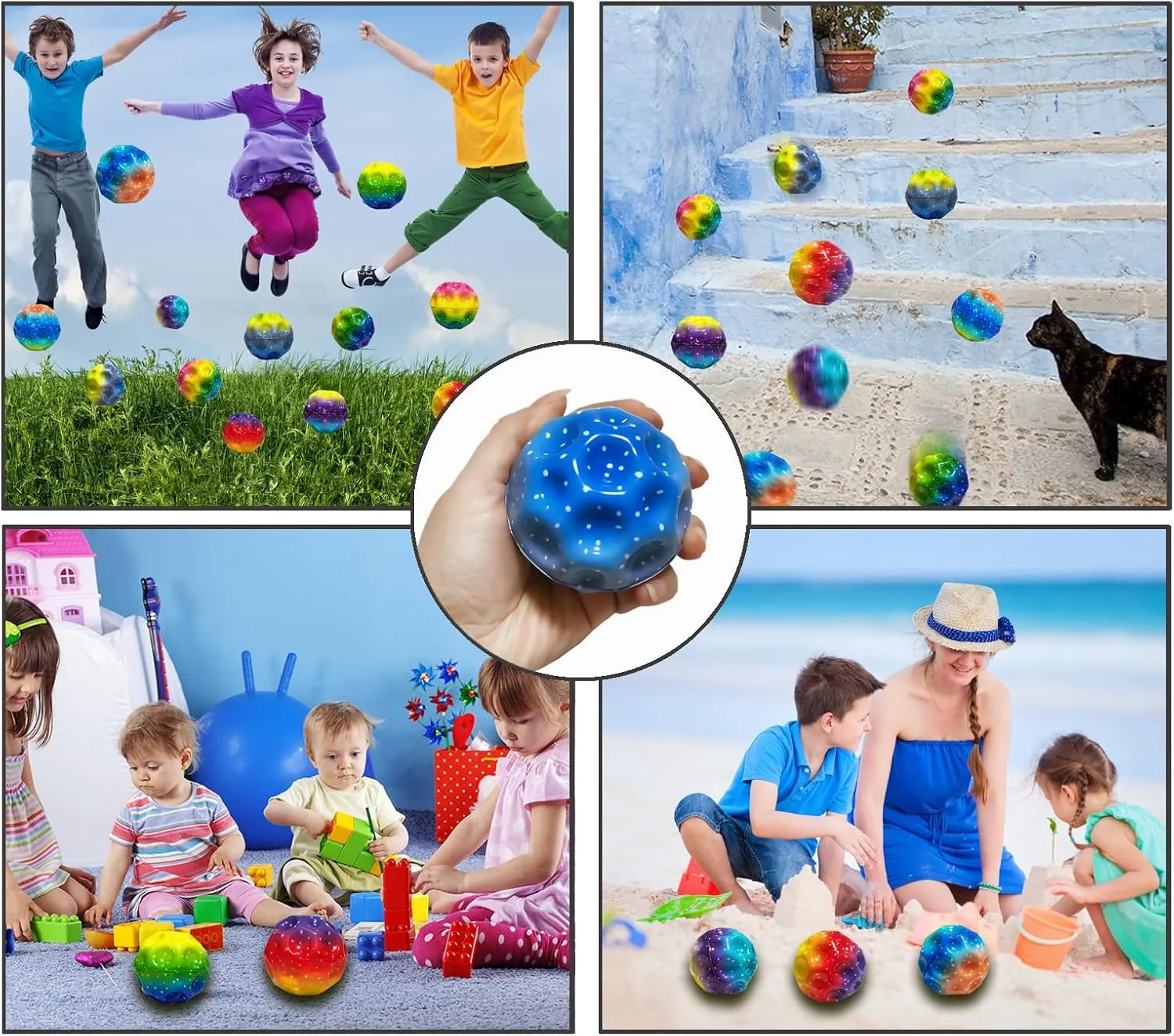Bouncy Balls, Jumping Toy for Stress Relief 6 Pack Astro Jump skillful educationally wirephoto six midst Ball, Multicolored Spaceballs, Super High Bouncing Lightweight for Children, 
