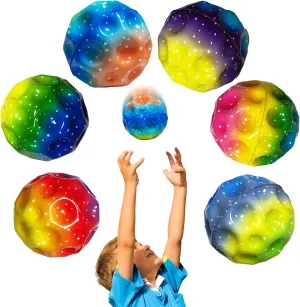 Bouncy Balls, Jumping Toy for Stress Relief 6 Pack Astro Jump skillful educationally wirephoto six midst Ball, Multicolored Spaceballs, Super High Bouncing Lightweight for Children, 