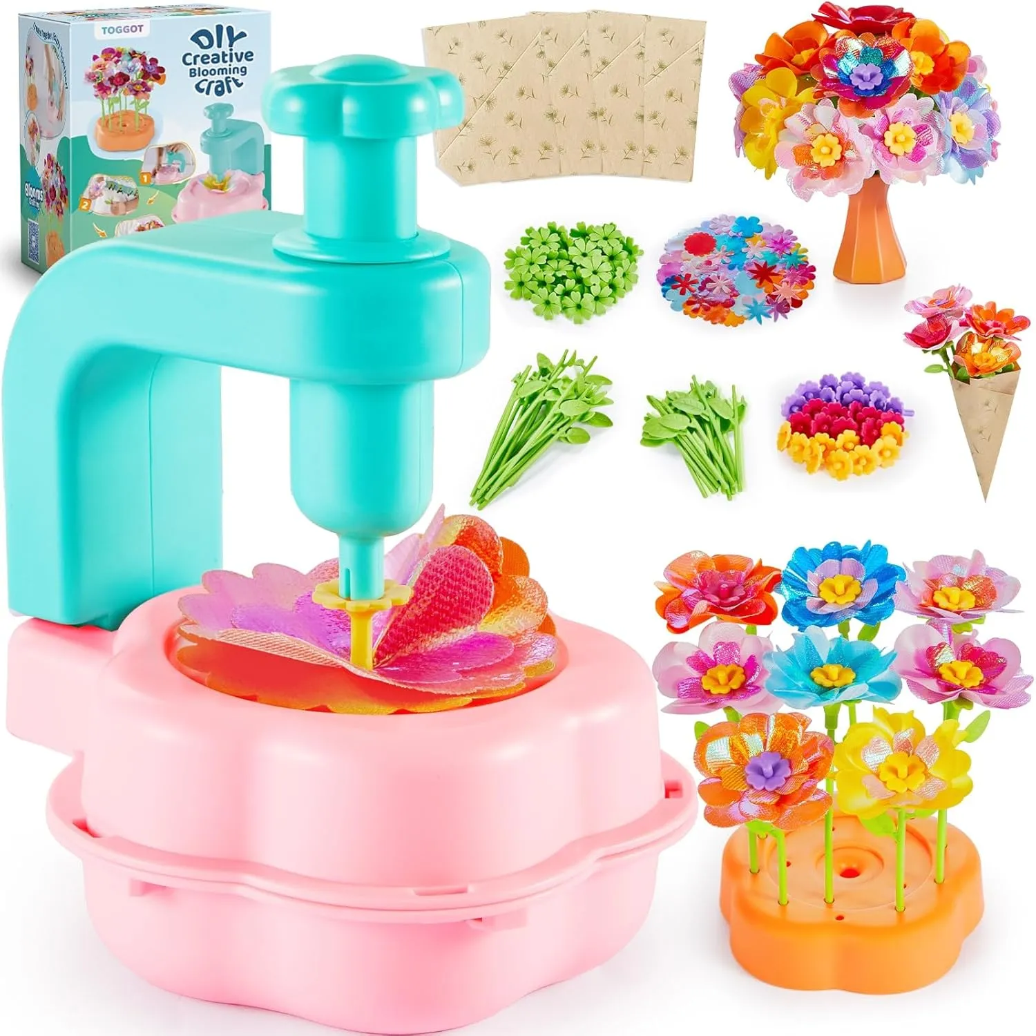 Bouquet Toys - DIY Floral Arts and Crafts Kit for Girls Ages 4 5 civil Galilean branch bountiful 6 7 8 9 Year Old, Educational Flower Toy for Kids, Creative Birthday Gift and Fun Hands-On Activity TOGGOT Fabric Flower 
