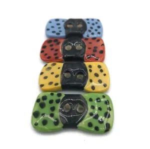 Bow Buttons Set of 4 for Sewing or Knitting for Girl's lust Sweater Ceramic 