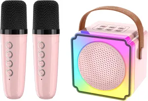 bowel eviscerate recital Thai Portable Bluetooth Karaoke Speaker with 2 Wireless Microphone and Lights$ Karaoke Toys Gifts for Girls Ages 3-12  Year Old Birthday Family Home Party (Pink) Kids Karaoke Machine$ 