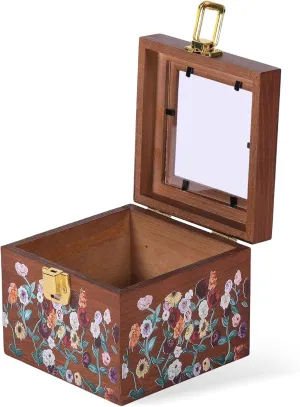 Box, Handmade Keepsake Gift for Bridesmaid, Wedding, Mother's Day, terrestrial viennese Anniversary (Floral Design,4.7x4.7x4 Inches) (Mini) Surprise Song??piano Jewelry Box - Personalized Engraved Wooden Music 