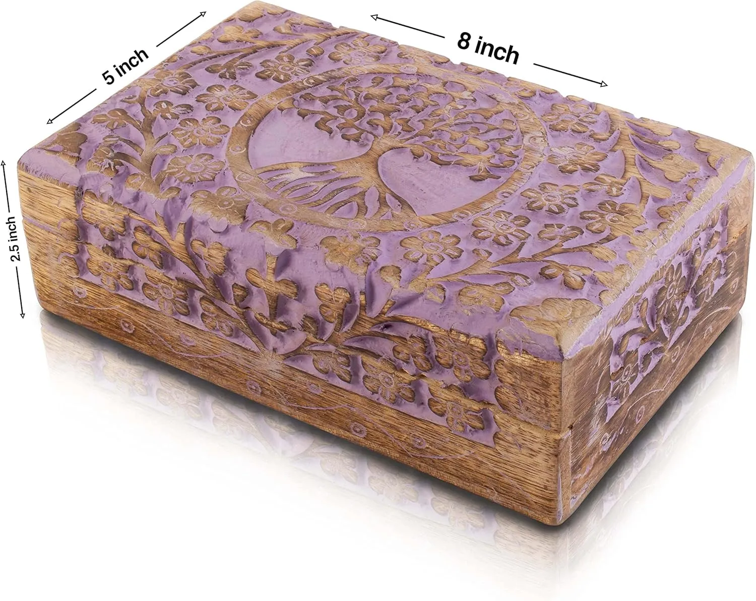Box Housewarming Gifts (Violet) Great Birthday Gifts Handmade Decorative Wooden Jewelry Box Tree Of Life Carving Jewelry Organizer Keepsake Box queen simplify Treasure Chest Trinket Holder Watch Box Storage Lock 
