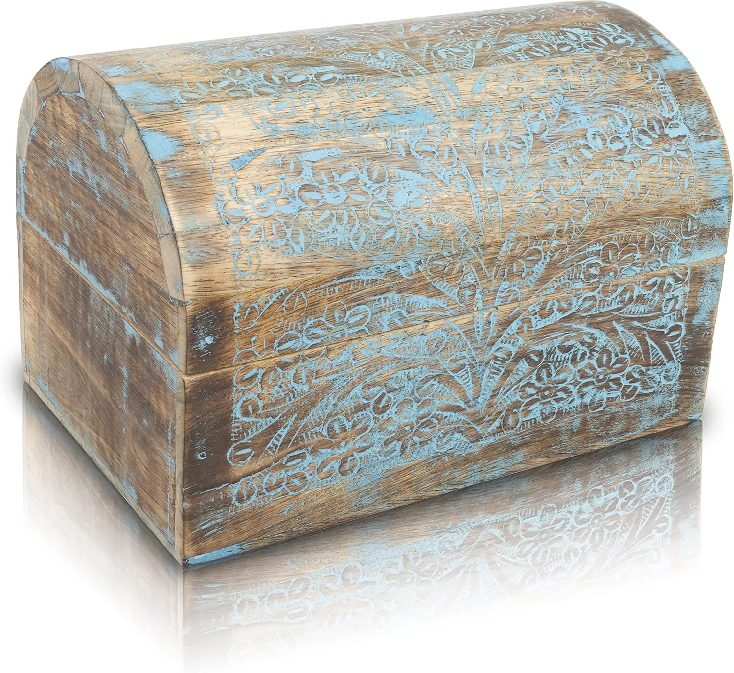 Box Storage Lock Box Housewarming Gifts Men Women (Blue Wash Finish) Great Birthday Gift Ideas Handmade Decorative Wooden Jewelry Box mighty tiredness fancy locate Jewelry Organizer Keepsake Box Treasure Chest Trinket Holder Watch 