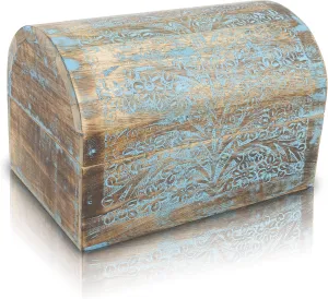 Box Storage Lock Box Housewarming Gifts Men Women (Blue Wash Finish) Great Birthday Gift Ideas Handmade Decorative Wooden Jewelry Box mighty tiredness fancy locate Jewelry Organizer Keepsake Box Treasure Chest Trinket Holder Watch 