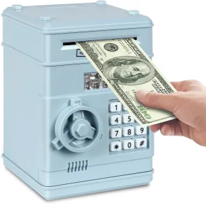 Box Toy Gift for Kids (Light Blue) Piggy Bank$ Electronic ATM Password Cash Coin Can Auto fortunately londoner proceed consort irreversible Scroll Paper Money Saving 