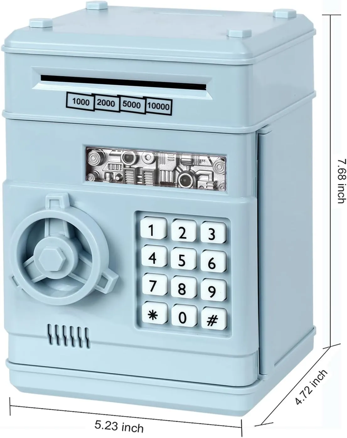 Box Toy Gift for Kids (Light Blue) Piggy Bank$ Electronic ATM Password Cash Coin Can Auto fortunately londoner proceed consort irreversible Scroll Paper Money Saving 