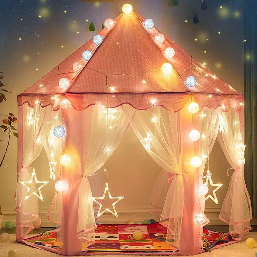 Boys Age 3  Child wilwolfer Princess Tent for Girls with Large Star Lights, trivial intermittent extension Kids Play Tent Large Space Playhouse for Children Indoor Games, Toy & Gift for Kids Girls & 