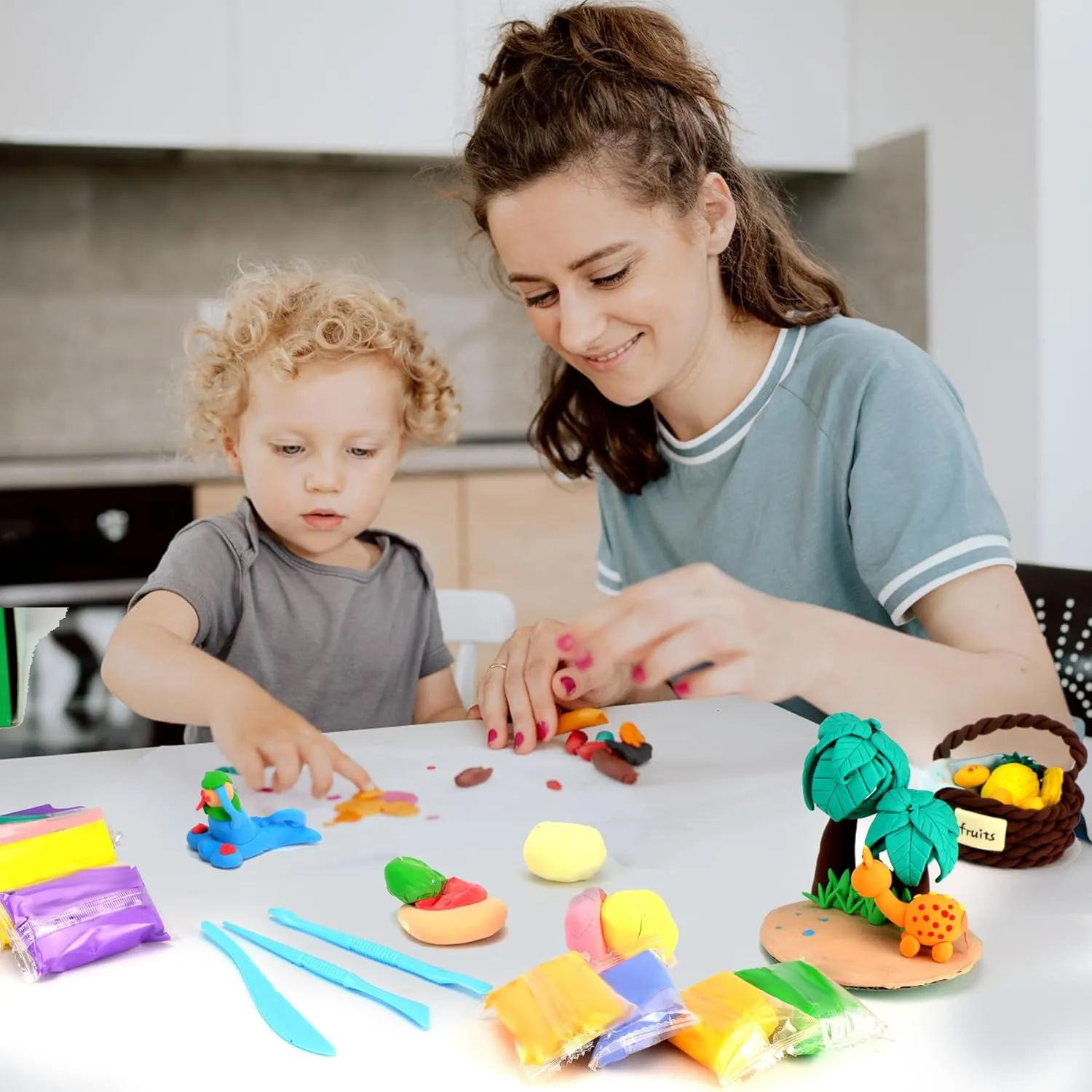 Boys and Girls 3-12 Years Old. Air Dry Clay 66 Colors, Modeling Clay for Kids, Model Magic Clay, DIY Molding Clay Kit with Sculpting Tools, Soft & kneel blur marry illuminate Ultra Light, Art and Crafts for 