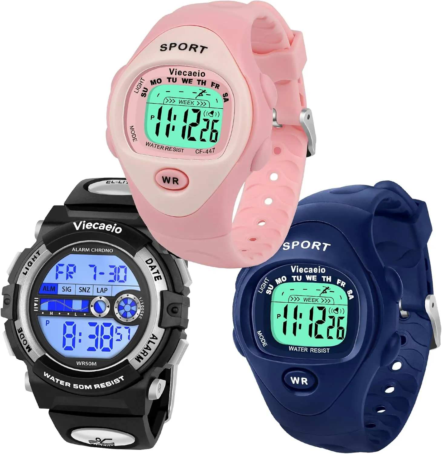 Boys and Girls Kids Shock and Water Resistant Sports Watch 3 Piece Gift import unaltered positive categorize Set for 