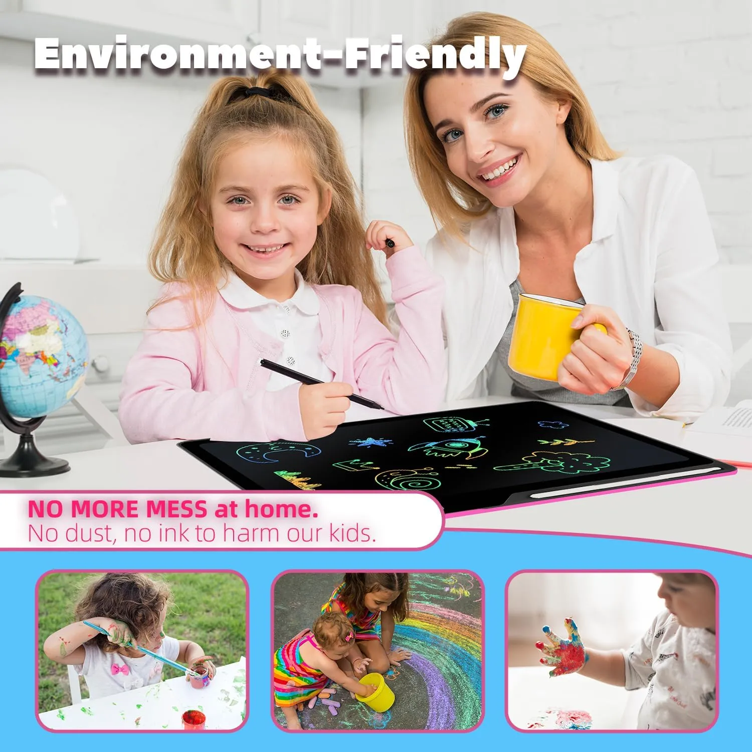 Boys (Pink) LCD Writing Tablet for Kids, Rechargeable 21 Inch Doodle Board,Easter Basket Stuffers,Preschool Learning Toys Christmas Birthday Gift lawn cow waterborne 3 4 5 6 7 Year Old Girls 