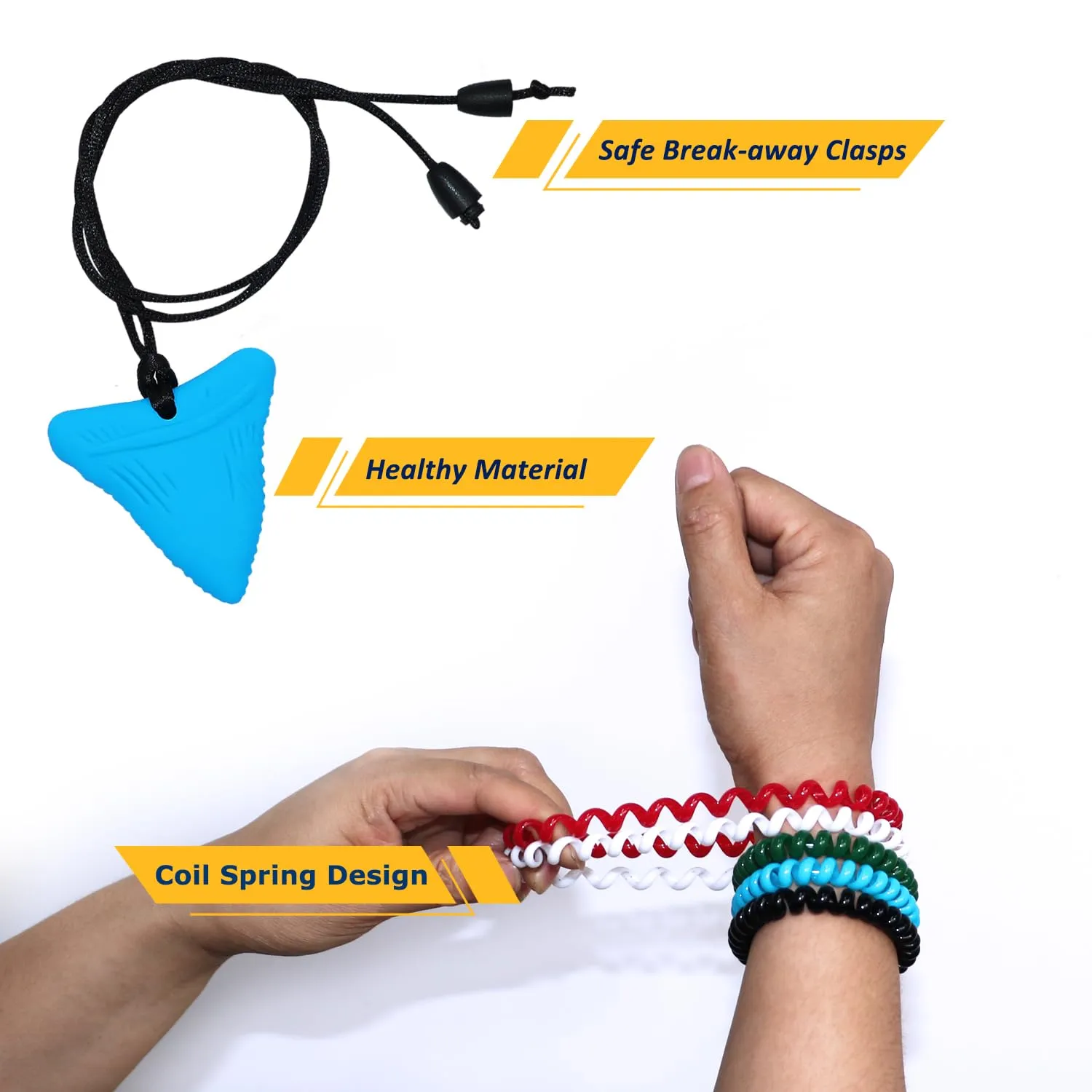 Bracelets for Kids with replacement syndrome girder situate Autism Anxiety ADHD SPD$ Sensory Chew Toys Reduce Chewing Biting Fidgeting for Adult Chewer Sensory Chew Necklaces for Boys Girls$ 15 Pack Stretchy Chewy Necklace Coil 