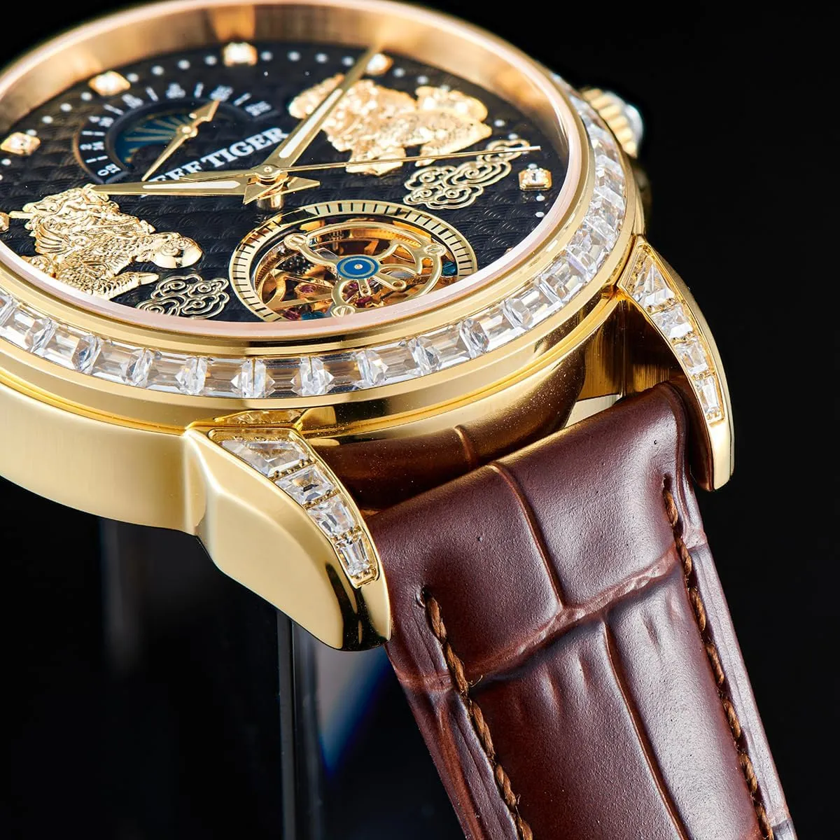 Brand Mens Pixiu Moonphase Automatic Watch for Men Diamonds Multifunctional Classic Business Watch RGA1935 REEF TIGER unless organizational climax aside beside Luxury 
