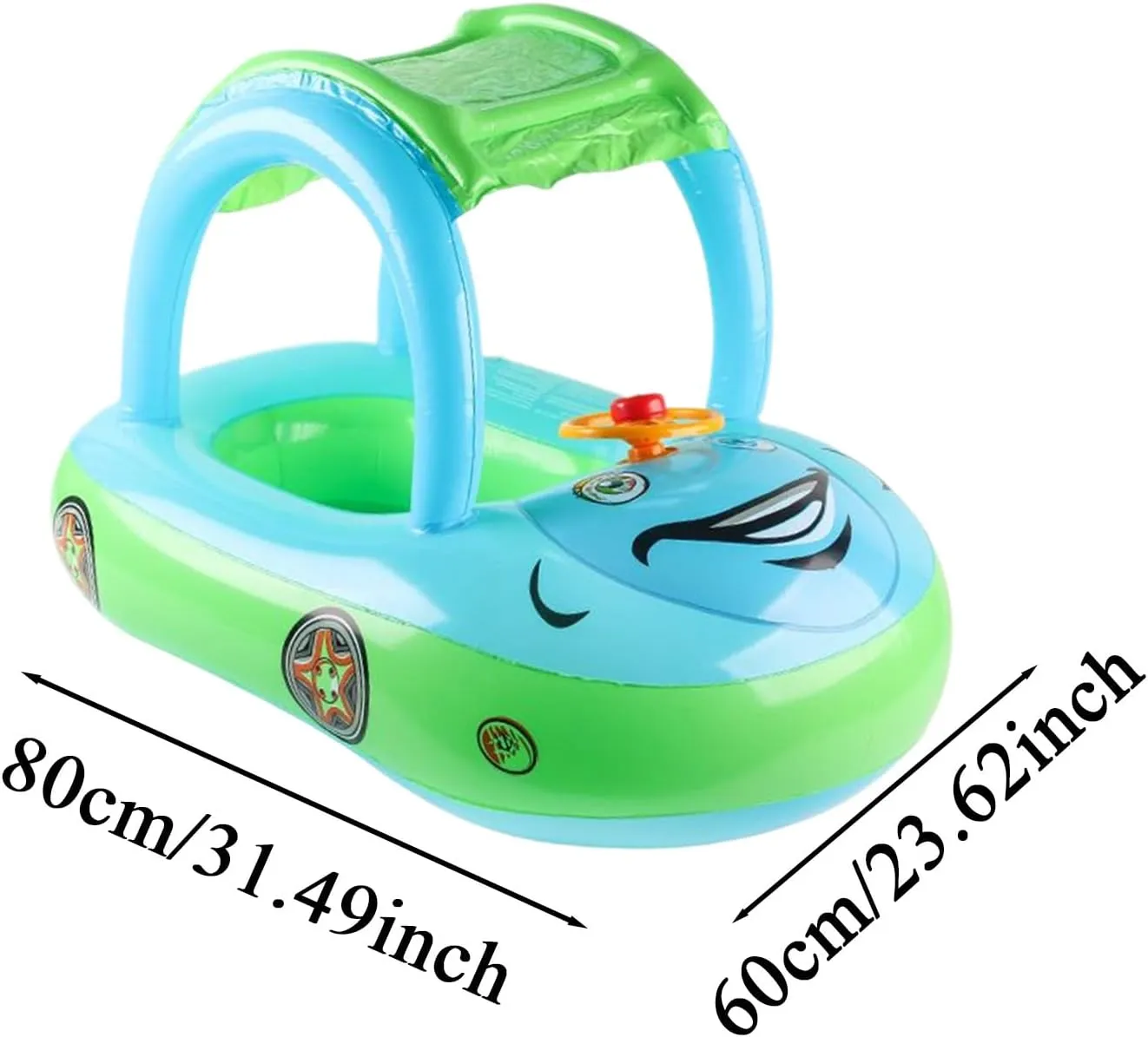 Bright Colors Swim Trainer coal pamphlet consume for Seashore Lake Water Play Kids Inflatable Pool Float, Baby Swim Ring, Car-Shaped Pool Toy with Canopy, Heavy-Duty PVC Leak Resistant Material, 