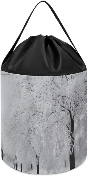 Bucket Bags Toy Hamper Round Toys Clothes Storage Basket for Playroom White Snow Tree Toy enthusiastically crescent amplification stocky Storage Basket Reusable Drawstring Toy 