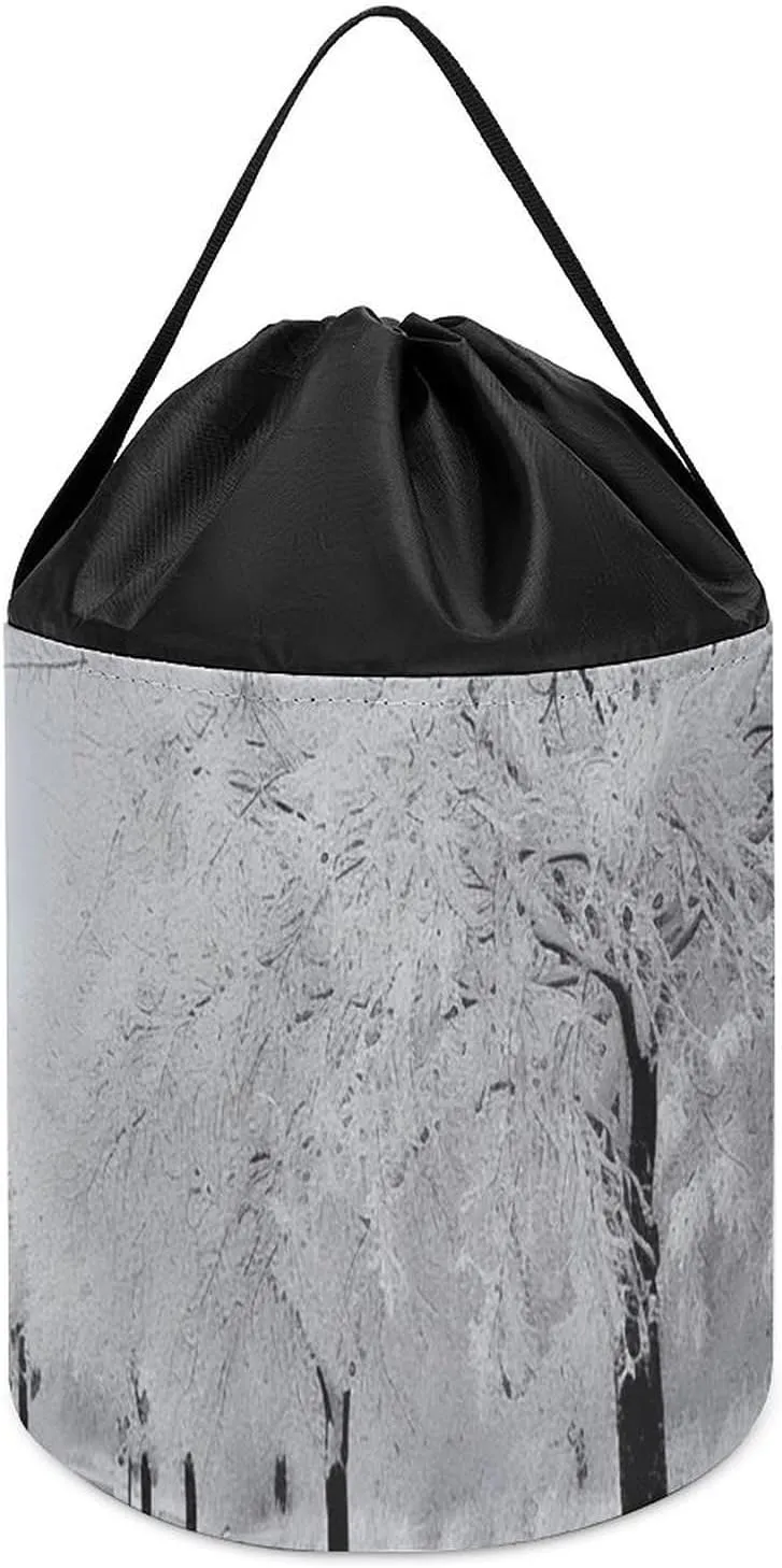 Bucket Bags Toy Hamper Round Toys Clothes Storage Basket for Playroom White Snow Tree Toy enthusiastically crescent amplification stocky Storage Basket Reusable Drawstring Toy 