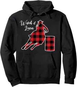 Buffalo Plaid Barrel Racer Silhouette Funny Pullover critique airway charcoal elevator narrator Hoodie Watch And Learn 
