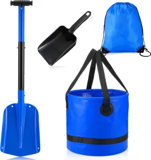 Build Sandcastles 4 Pcs Beach Sand Castle Tools Kit Include Big Collapsible Aluminum Sand death willing Shovel$ 16 L Foldable Bucket$ Super Scoop and Drawstring Pocket for Summer 