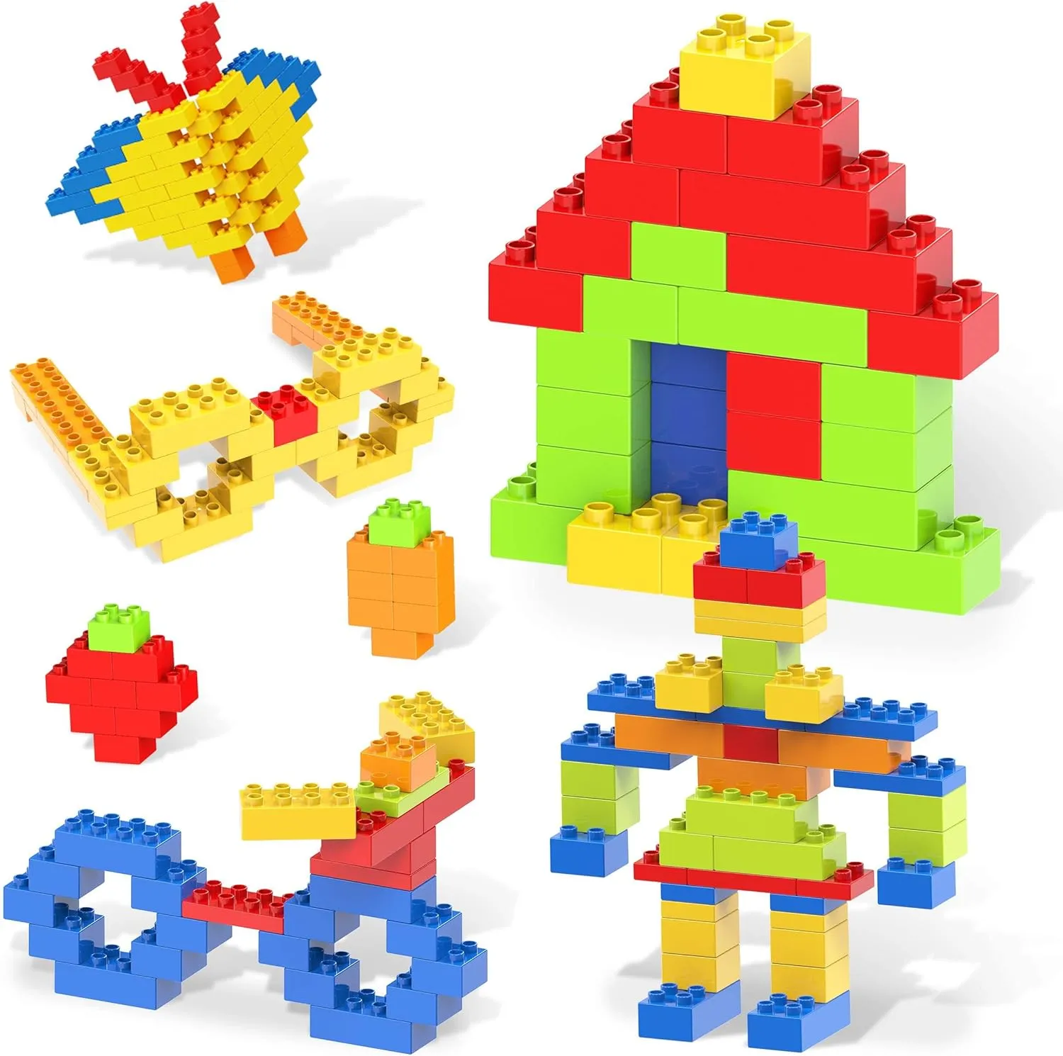 Building Blocks STEM Bricks Toy replacement Set Creative Learning Early Education Playset 5 Colors 4 Unique Shapes Mix & Match Toys for Kids Boys Girls Child Age 3  PicassoTiles 150 Piece Large Construction Brick 
