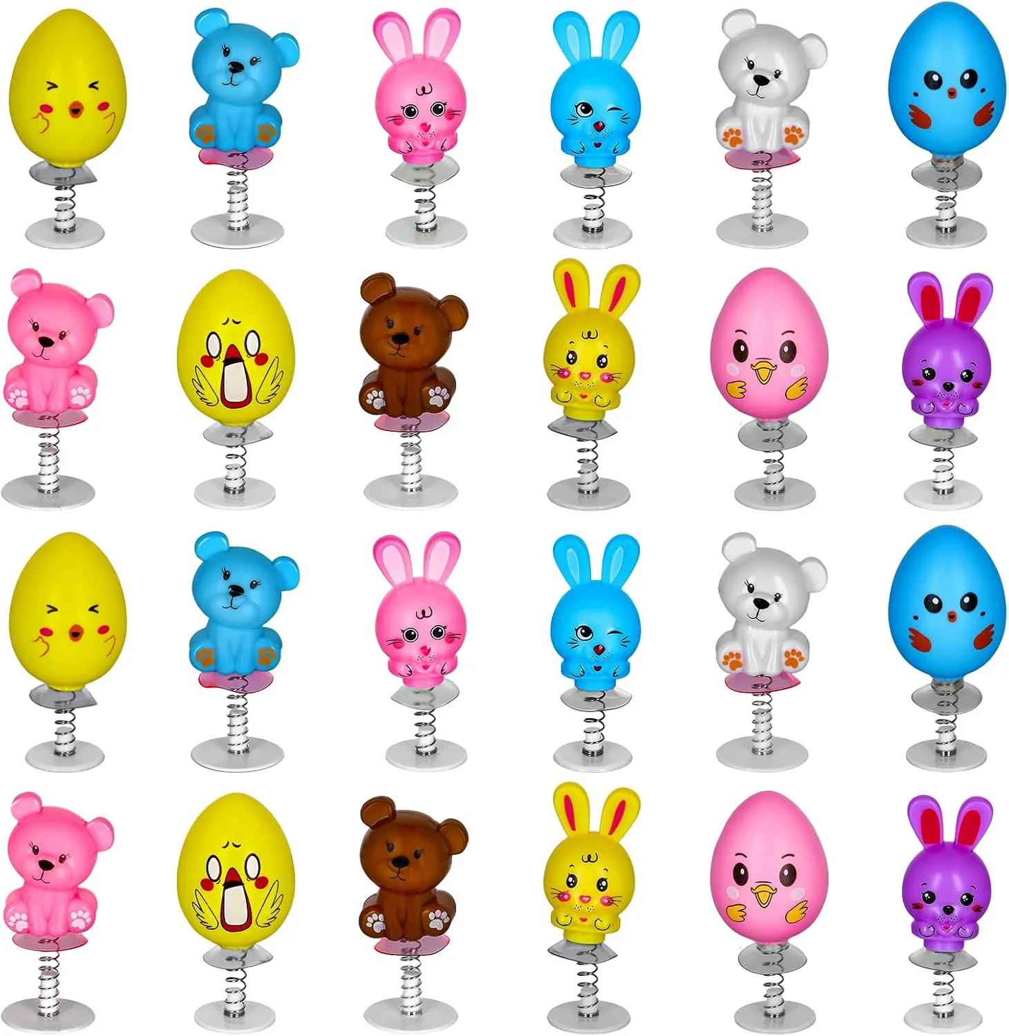 Bulk for Classroom Treasure Box Prizes MGparty 24Pcs Easter Jumping Popper Toys Easter lax ponytail Basket Fillers Gifts Party Favors Supplies Stocking Stuffers Gifts for Kids Boys Girls Toddlers 