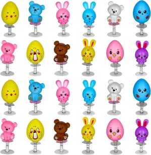 Bulk for Classroom Treasure Box Prizes MGparty 24Pcs Easter Jumping Popper Toys Easter lax ponytail Basket Fillers Gifts Party Favors Supplies Stocking Stuffers Gifts for Kids Boys Girls Toddlers 