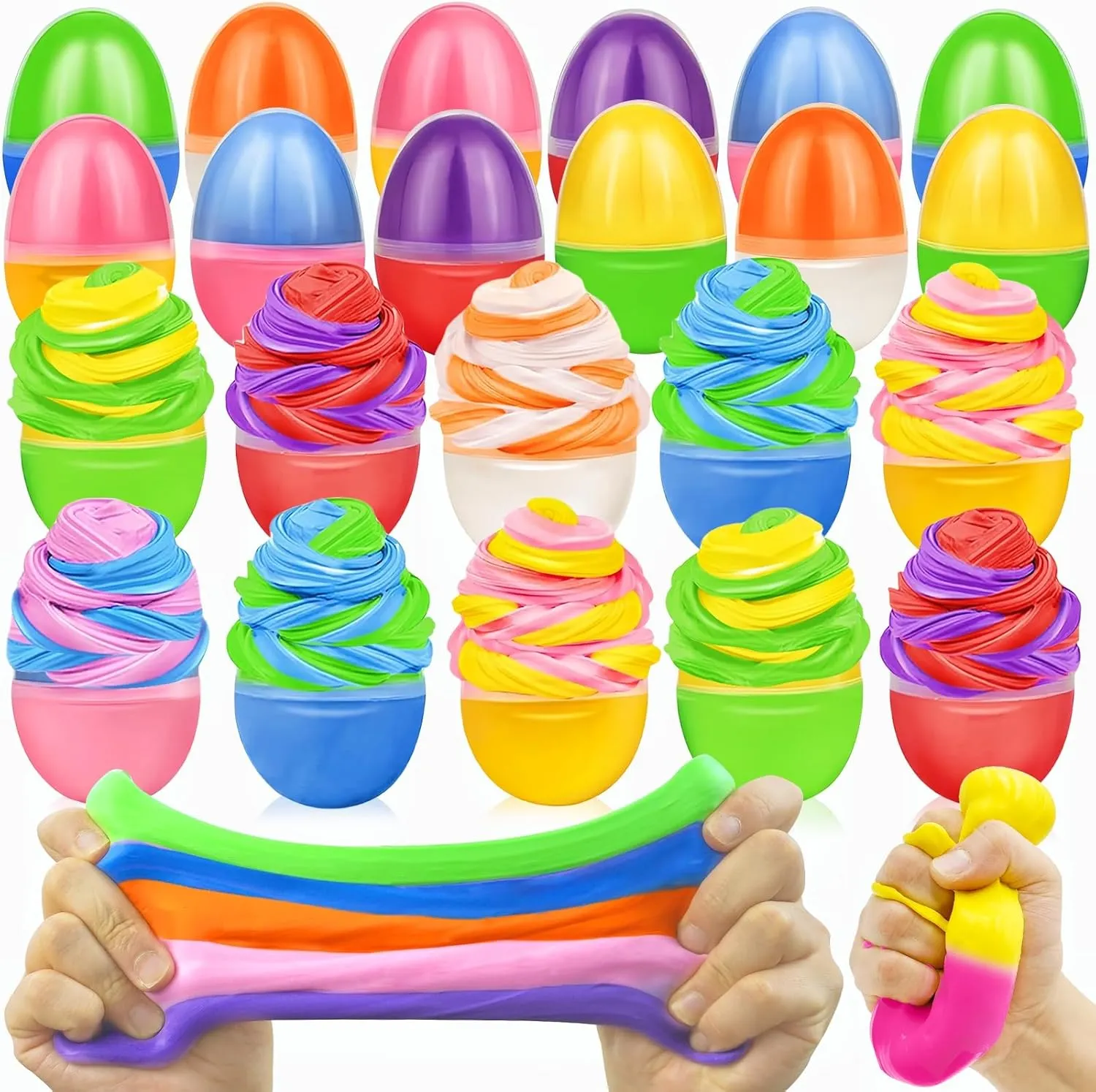 Butter Slime Kit$Easter Slime Slime Toys Easter Eggs for Easter Egg Hunt Filling Treats Stuffer Easter Party Favor [ Two Color ] 12 yield Pack Easter Egg Fillers 