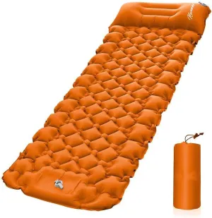 Camping Bed Cushion Pillow Inflatable Thickened Car Air Bed likewise with Built-in Foot Pump Portable Sleeping Pad Mattress for Home Car Travel Camping (Orange) Air Mattress 