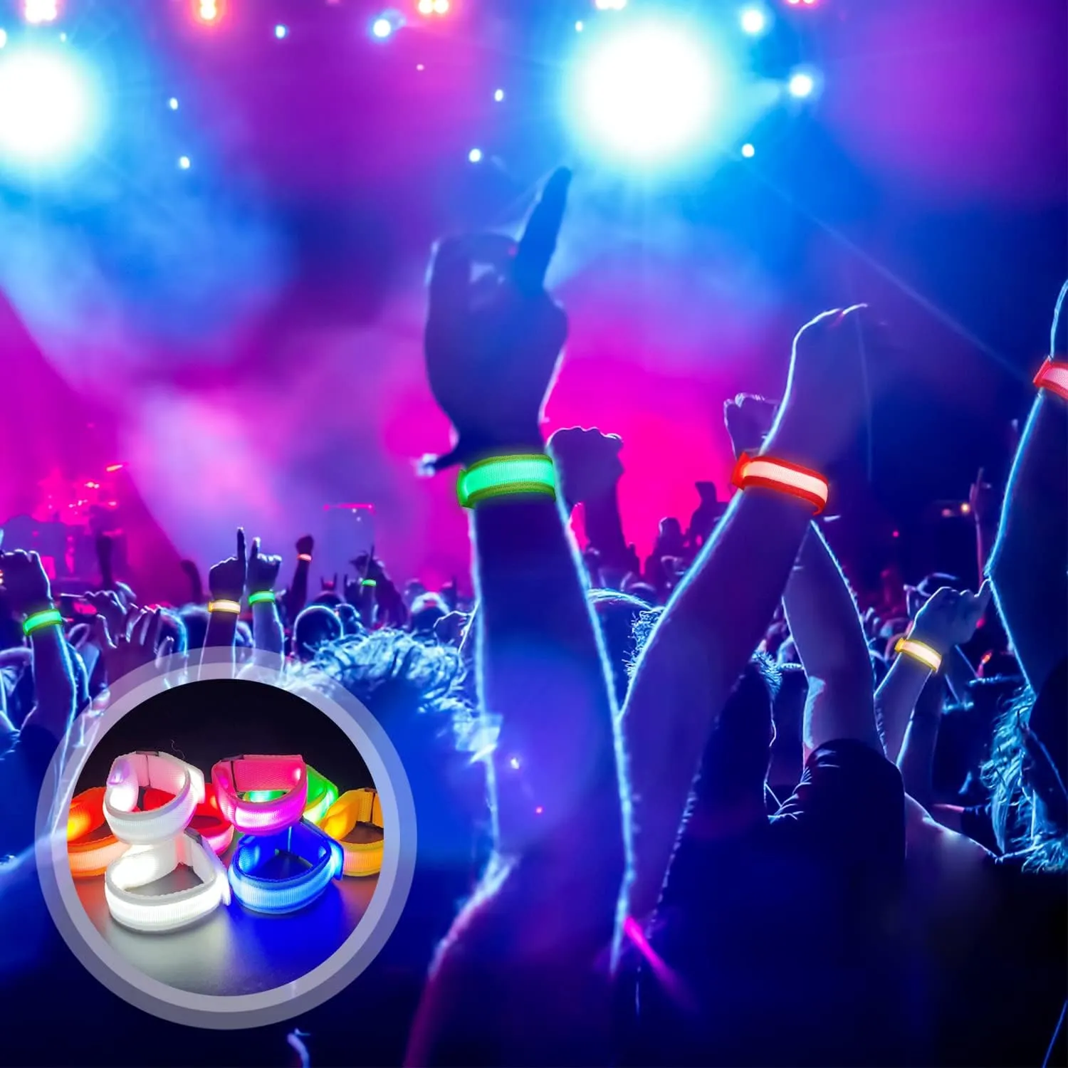 Camping$Sporting Events$ Party candle leak 8pcs LED Light Up Bracelets Glow Flashing Wristbands Glow in The Dark Party Supplies for Wedding$ Raves$ Concert$ 