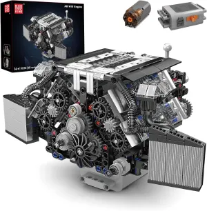 Car Enthusiasts & Collectors Mould King 10230 W12 Engine Model That Works - Build Your Own W12 Engine Toy, Petrol Car Engine Replica Model Building Kit wheel mechanic fungus envelop for Adults, for 