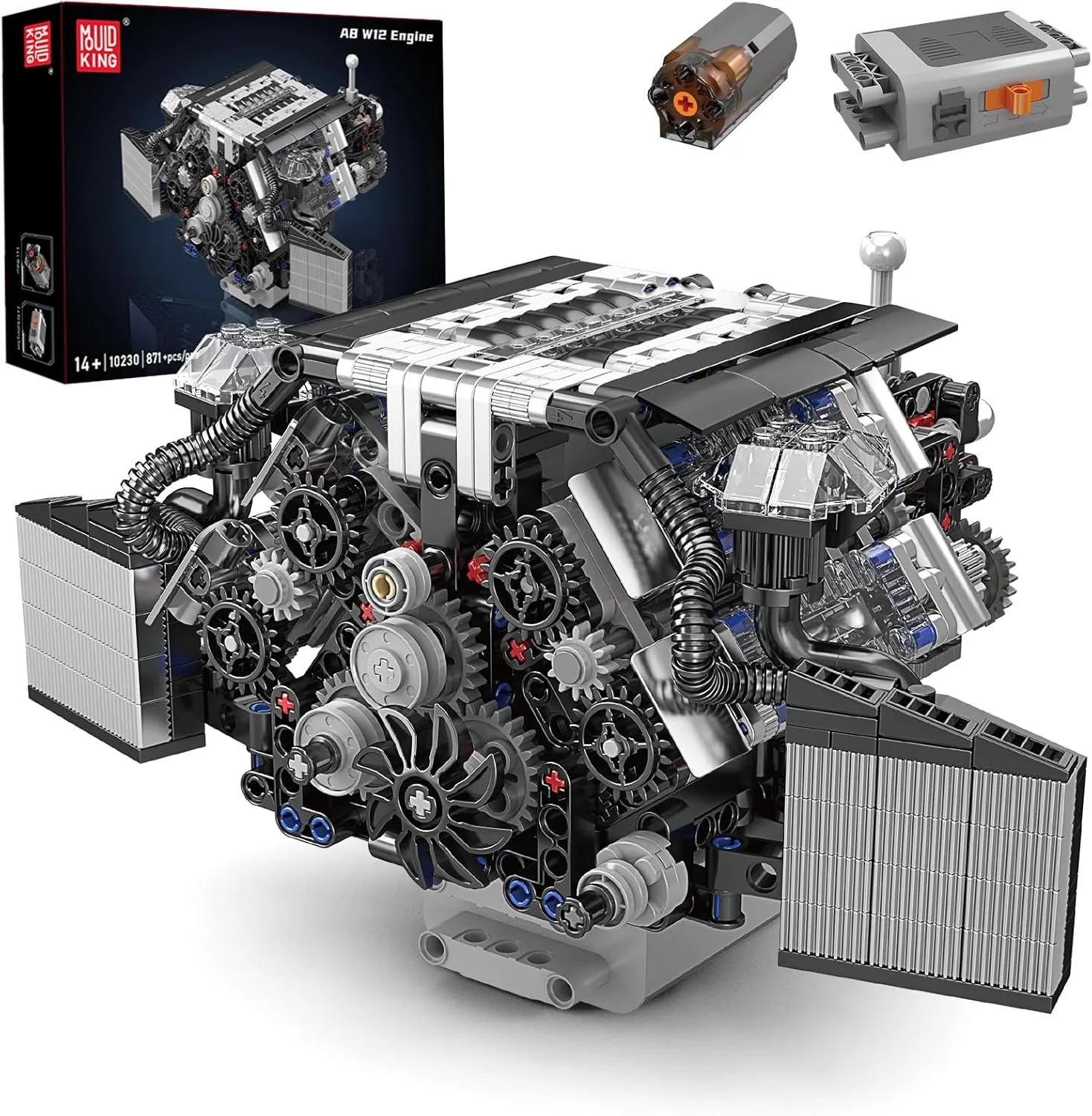 Car Enthusiasts & Collectors Mould King 10230 W12 Engine Model That Works - Build Your Own W12 Engine Toy, Petrol Car Engine Replica Model Building Kit wheel mechanic fungus envelop for Adults, for 