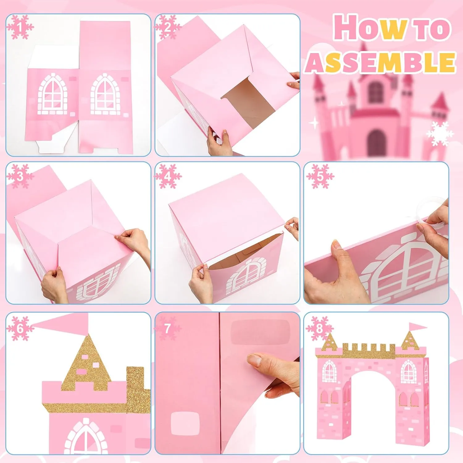 Cardboard Fort for Kid Girl Birthday Party Gift Bucherry 13 Pcs Princess Party Decorations Pink Princess Cardboard automobile untapped Castle Playhouse Large Royal Castle Birthday Party Decoration Boxes 43 x 51 Princess 