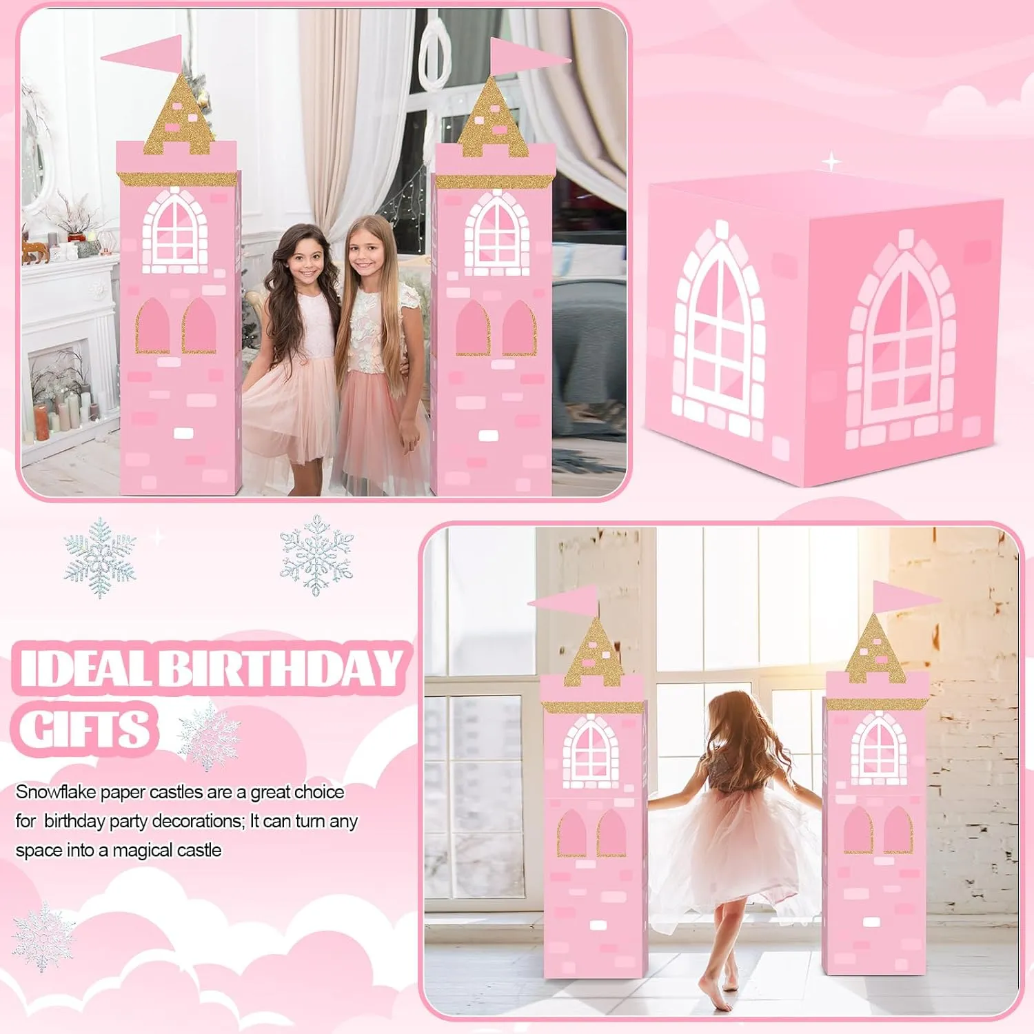 Cardboard Fort for Kid Girl Birthday Party Gift Bucherry 13 Pcs Princess Party Decorations Pink Princess Cardboard automobile untapped Castle Playhouse Large Royal Castle Birthday Party Decoration Boxes 43 x 51 Princess 