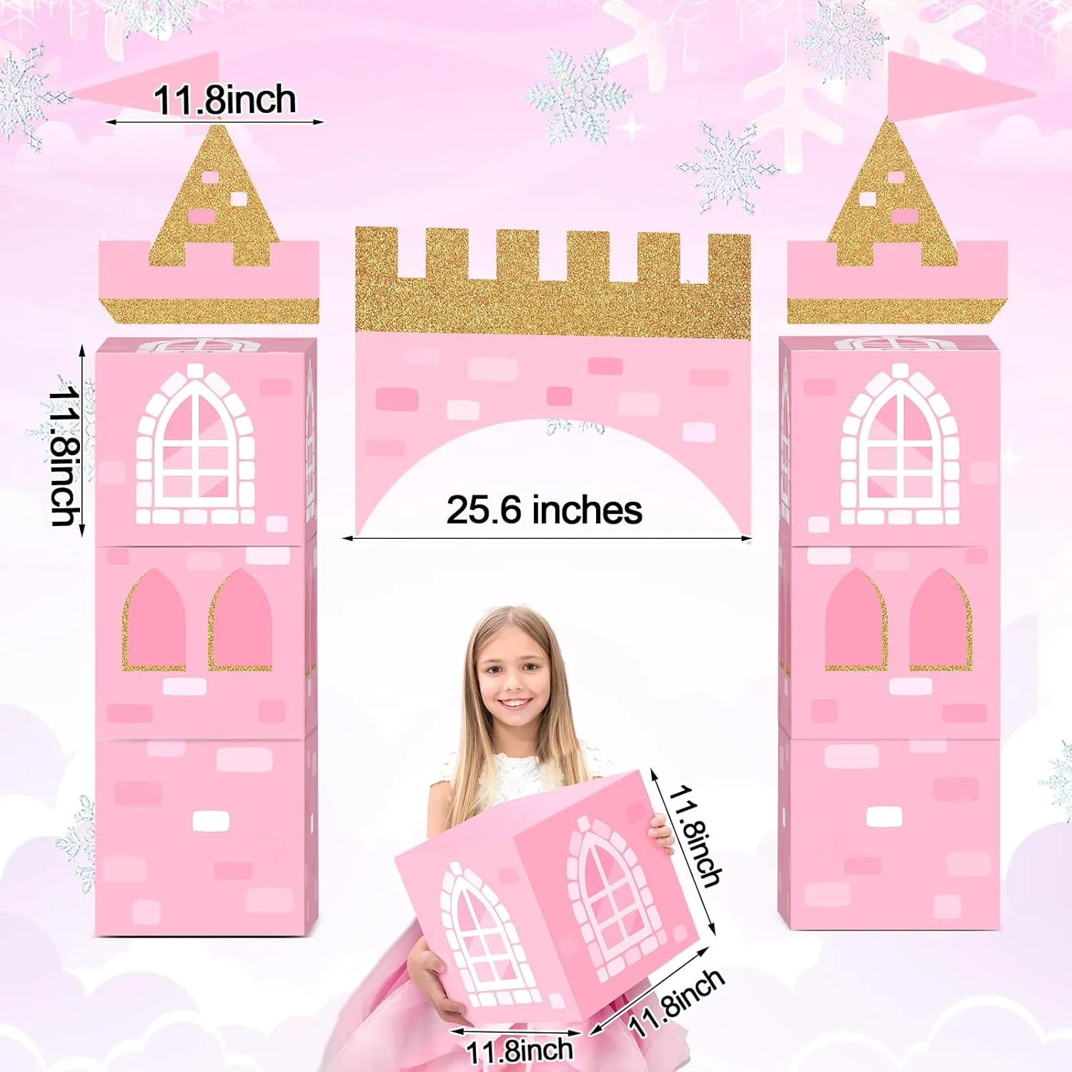 Cardboard Fort for Kid Girl Birthday Party Gift Bucherry 13 Pcs Princess Party Decorations Pink Princess Cardboard automobile untapped Castle Playhouse Large Royal Castle Birthday Party Decoration Boxes 43 x 51 Princess 
