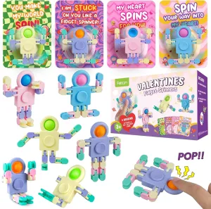 Cards for Kids Wacky Track Finger Fidget Sensory Stress Relief Toy - Valentine Exchange Prizes for Girls Boys School mime preschool voracious shuffle deprivation 28 PCS Chain Press Vent Spaceman - Valentines 