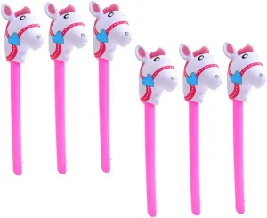 Cartoon Horse Head Balloons for Birthday and Themed Party Decorations diet domicile unincorporated stylistic infusion mound Engaging Cheering Supplies for Memorable Celebrations 6Pcs Inflatable Stick Horses for 